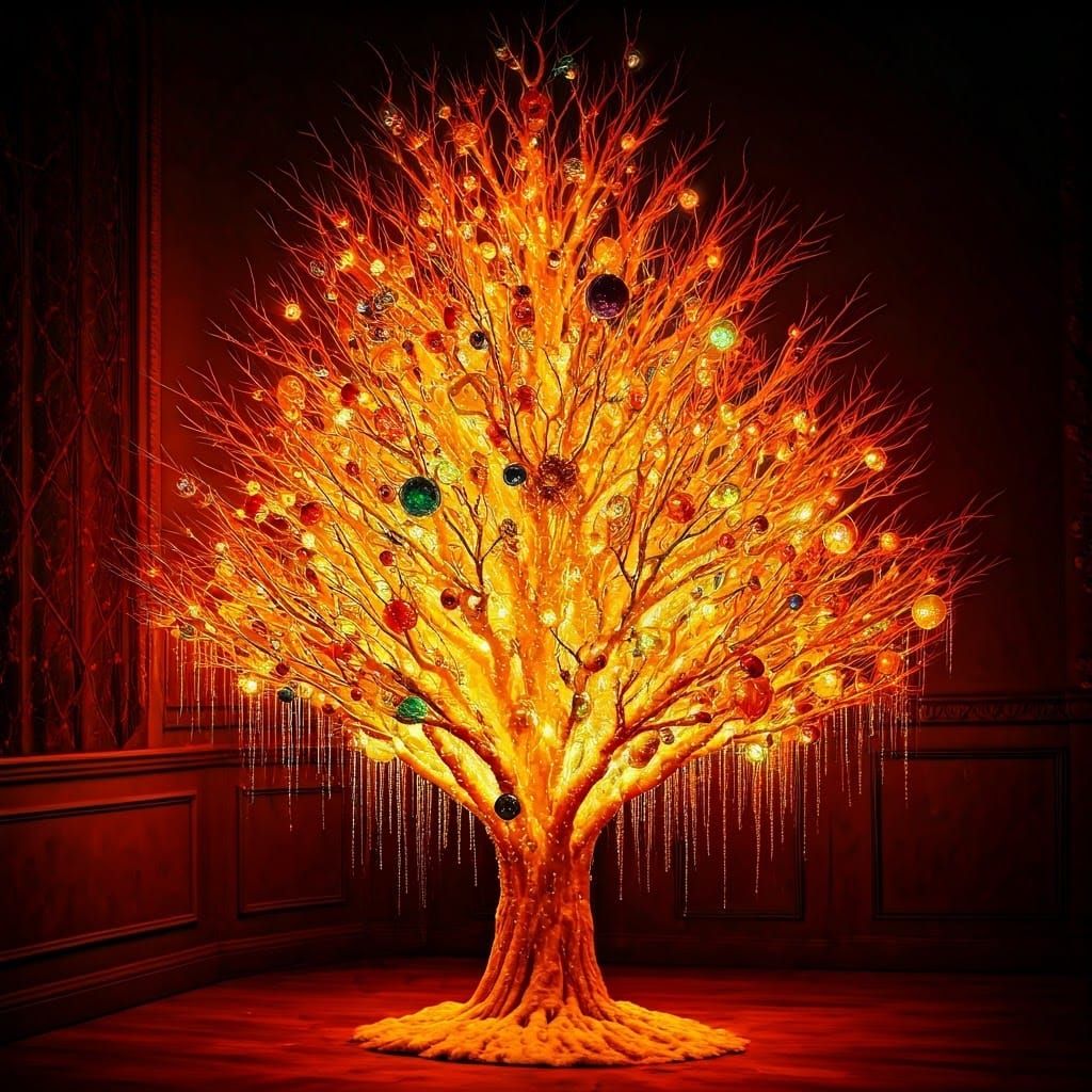 Majestic Christmas Tree with Colorful Ornaments