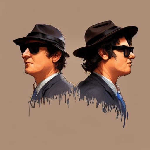 The Blues Brothers Portrait in Hyperdetailed Style