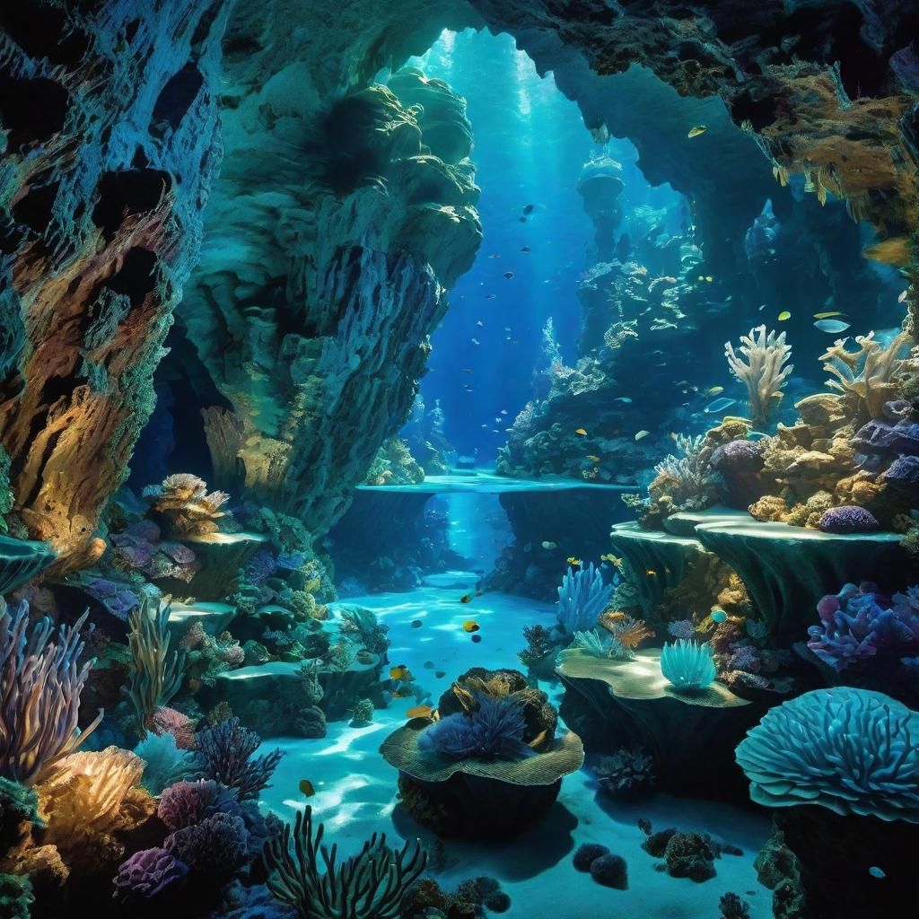 Aquamarine Crystal Grotto: A Fantasy Underwater Scene