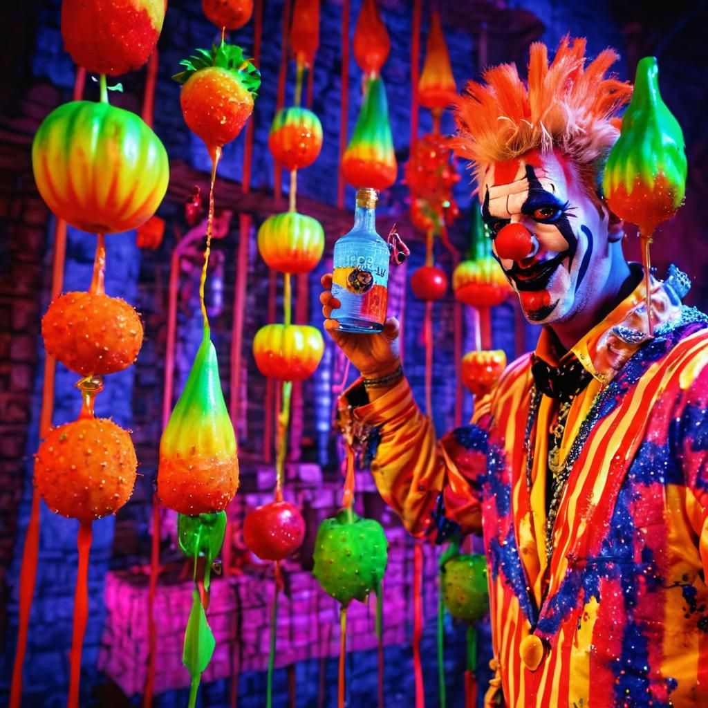Psychedelic Pop Art Clown in a Dungeon