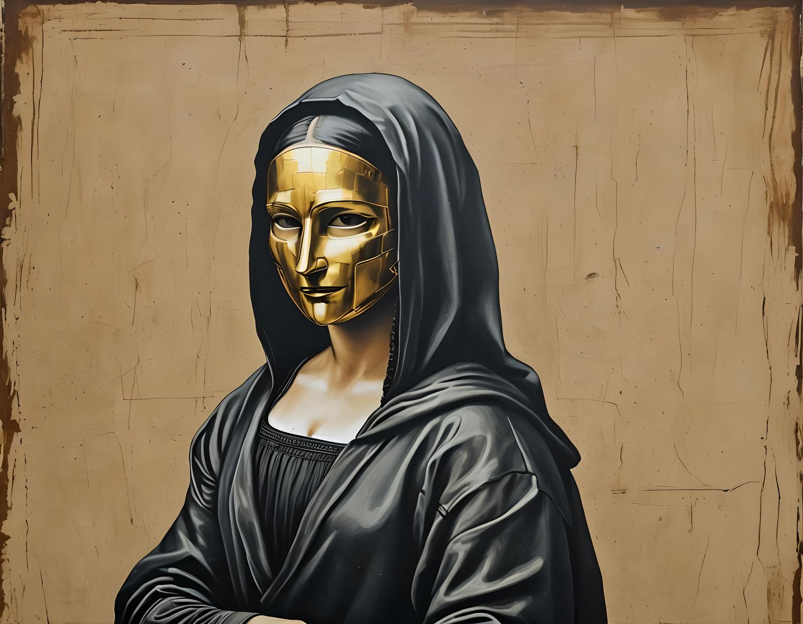 Cyberpunk Mona Lisa in Thief's Mask