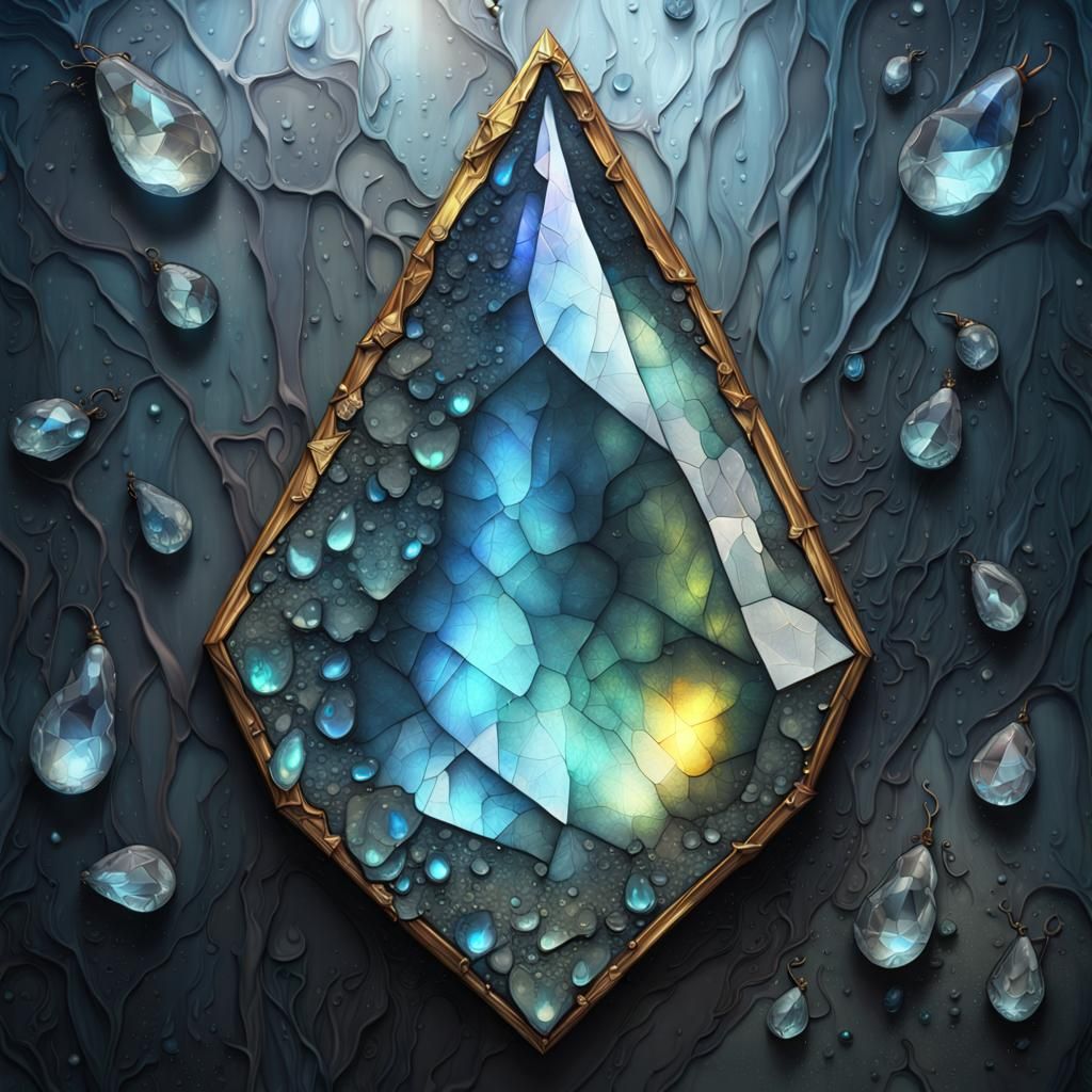 Labradorite Pear in Cracked Diamond Painting Style