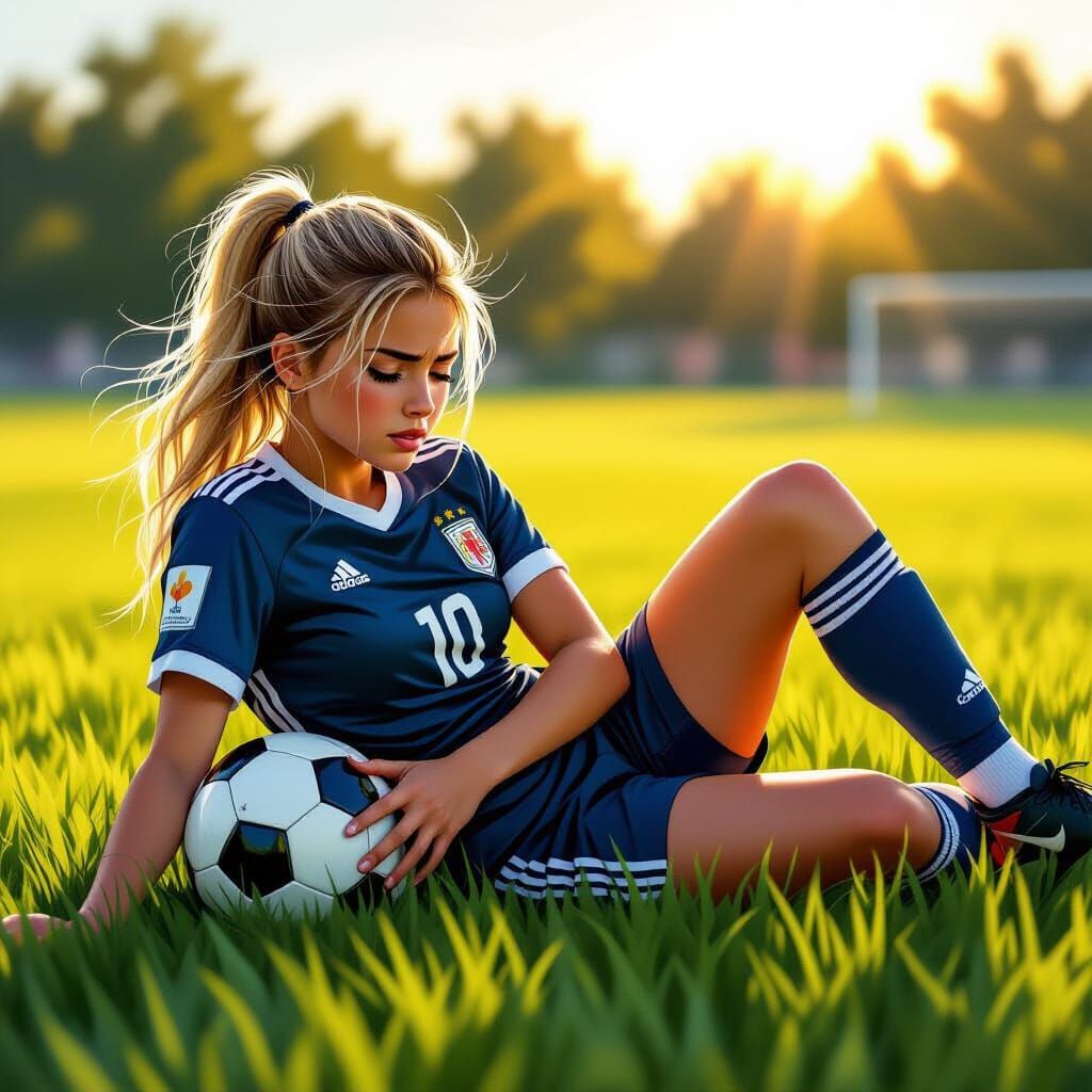 Teen Soccer Player Injured on Field in Dramatic Concept Art