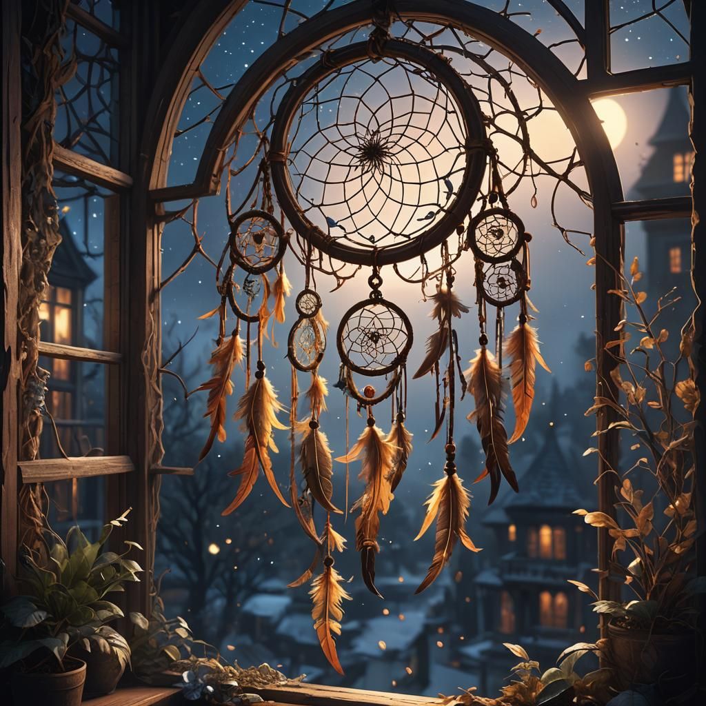 Dreamcatcher in Moonlight: Fantastical Digital Art