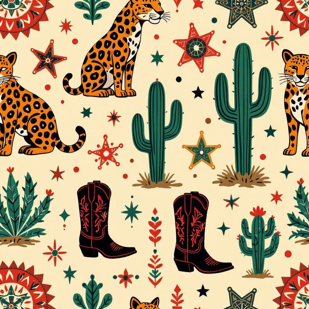 Seamless Leopard Western Print Pattern