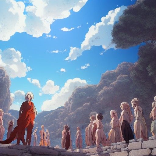 Mythological Battle Scene in Ghibli Anime Style