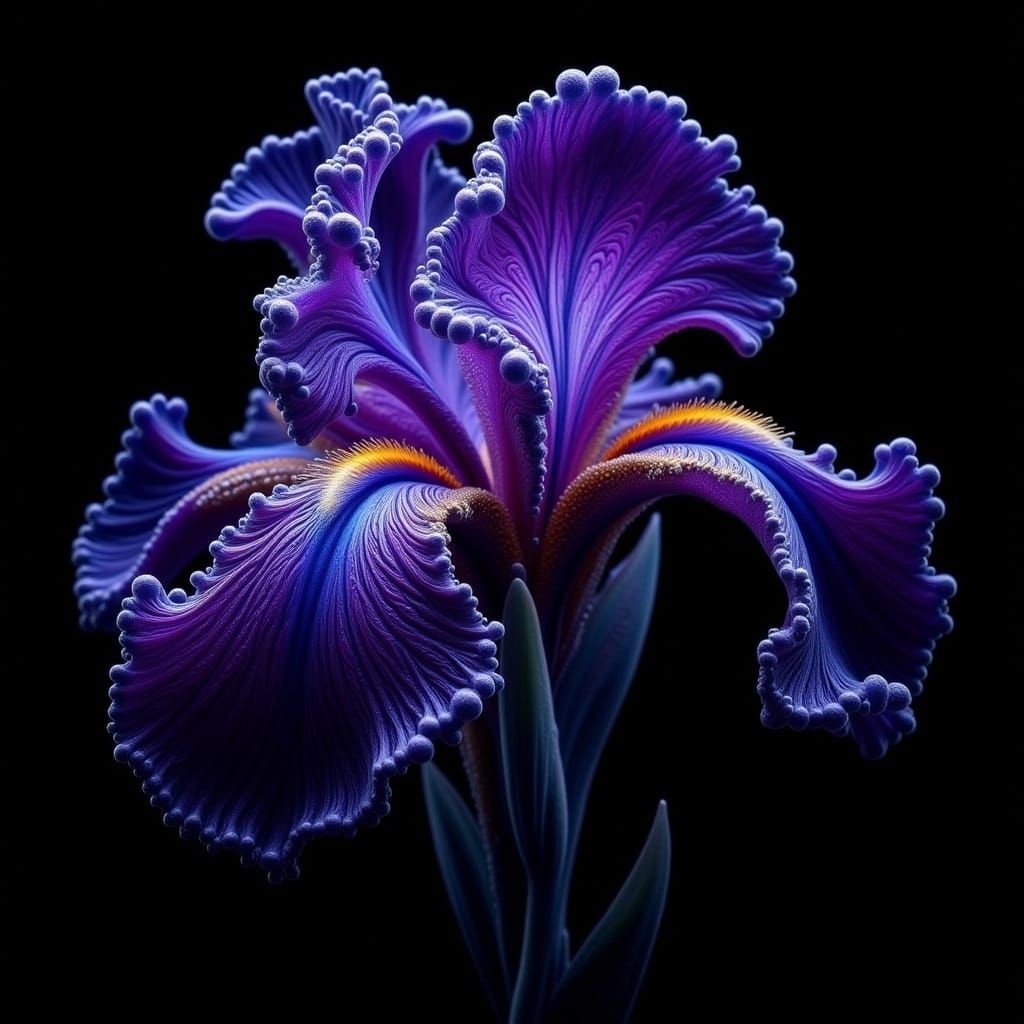 Vibrant Purple Iris Blossom in Macro Photography