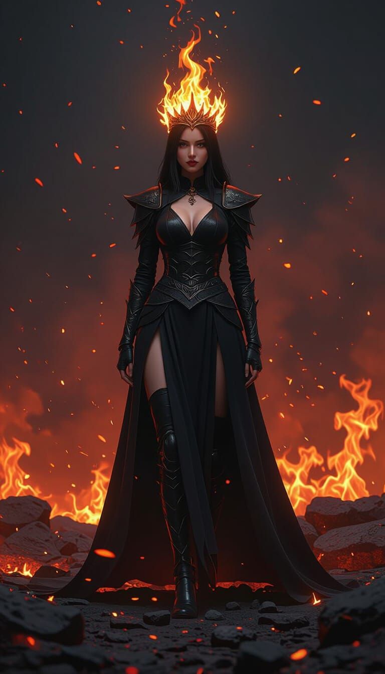 Fiery Warrior Queen in Anime Style