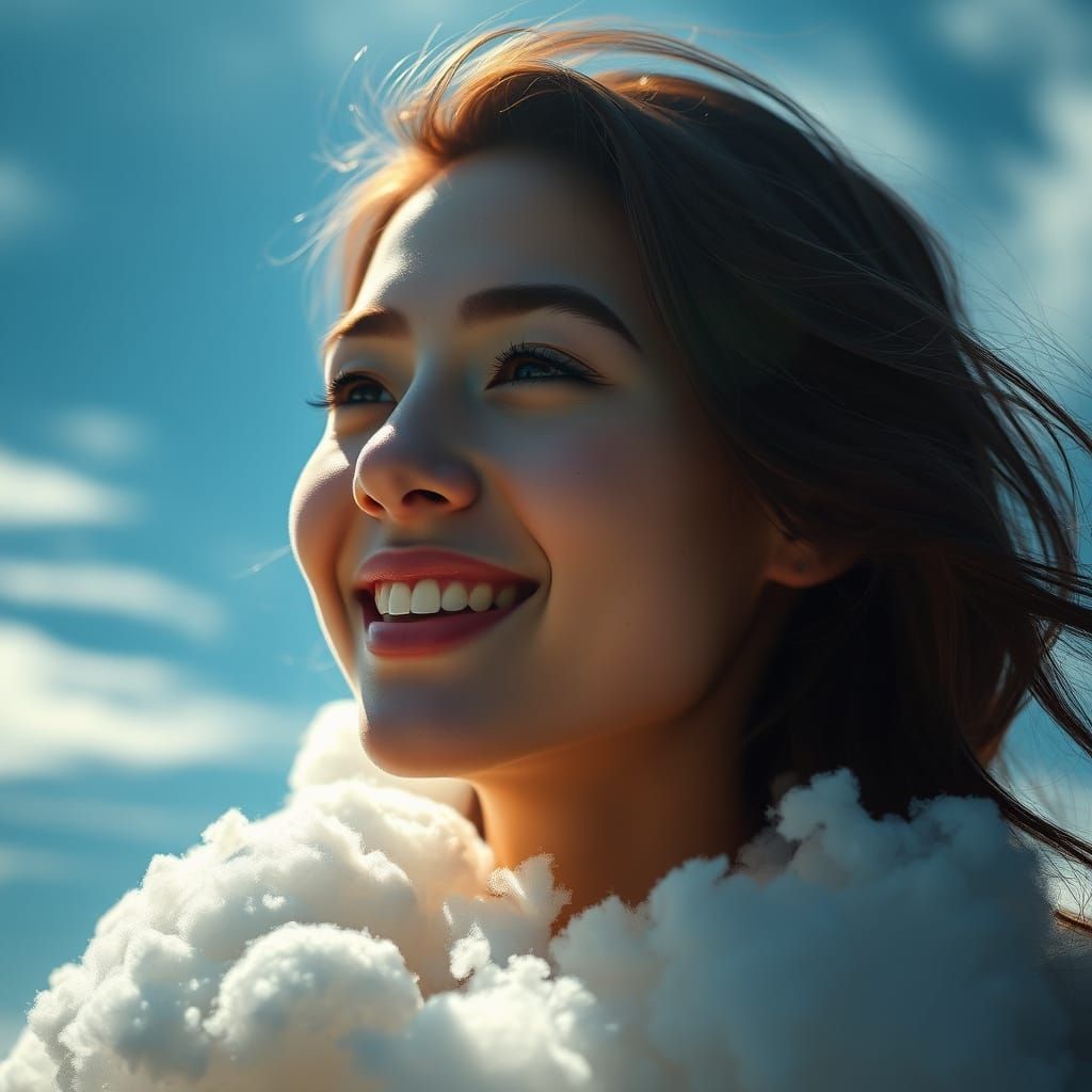 Enchanting Cloud Maiden Basks in Brilliant Blue Skies