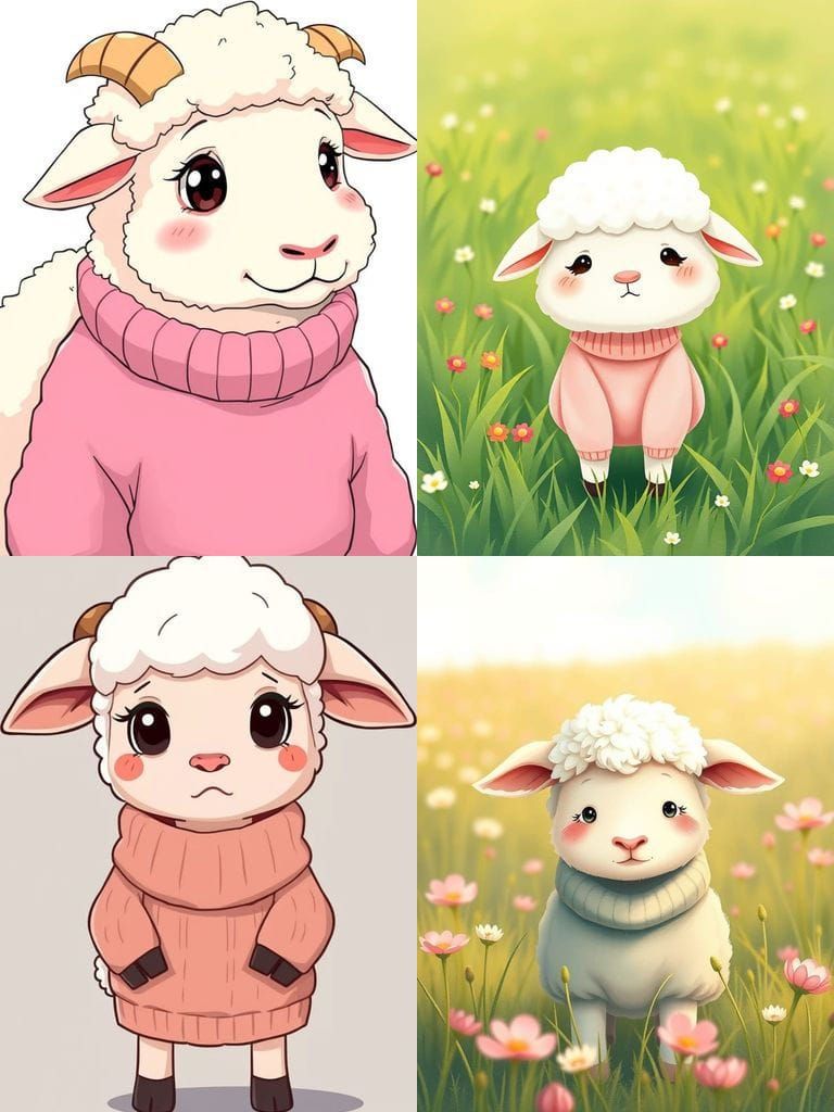 Shy Anime Sheep with a Nervous Expression