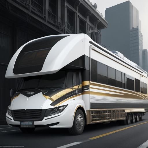 Futuristic Road Train in Retro Sci-Fi Style