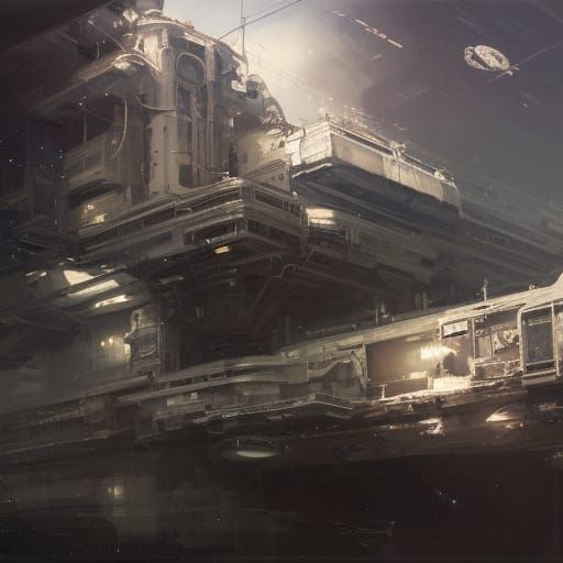 Detailed Space Station Illustration in Digital Art Style