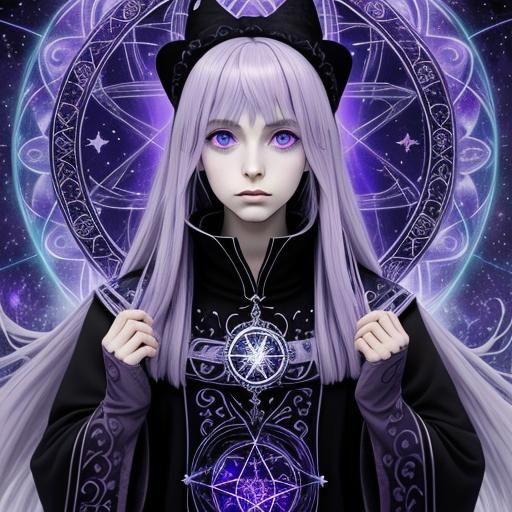 Esoteric Pagan Witch in Ethereal Anime Style