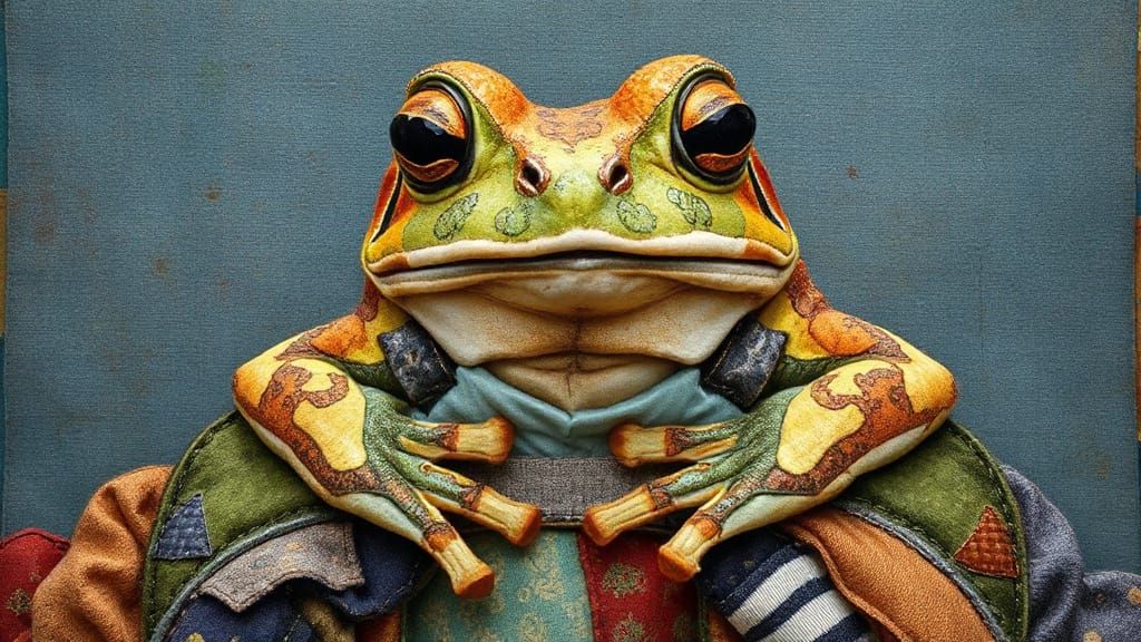 Vibrant Mixed Media Frog Portrait