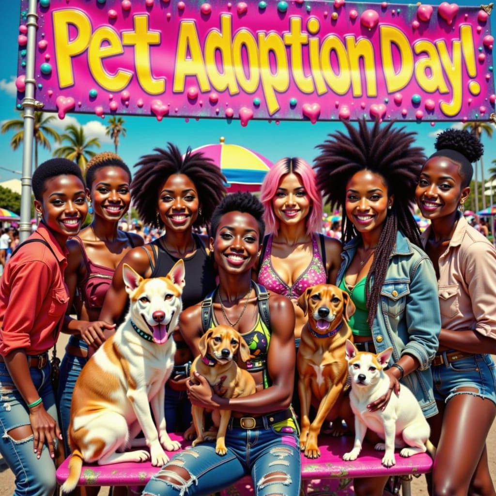 Pet Adoption Day Event in Vibrant Pulp Comic Style