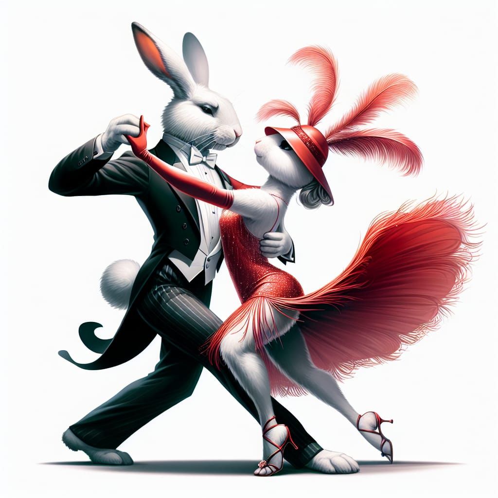 Anthropomorphic Bunnies Dancing Tango in Style