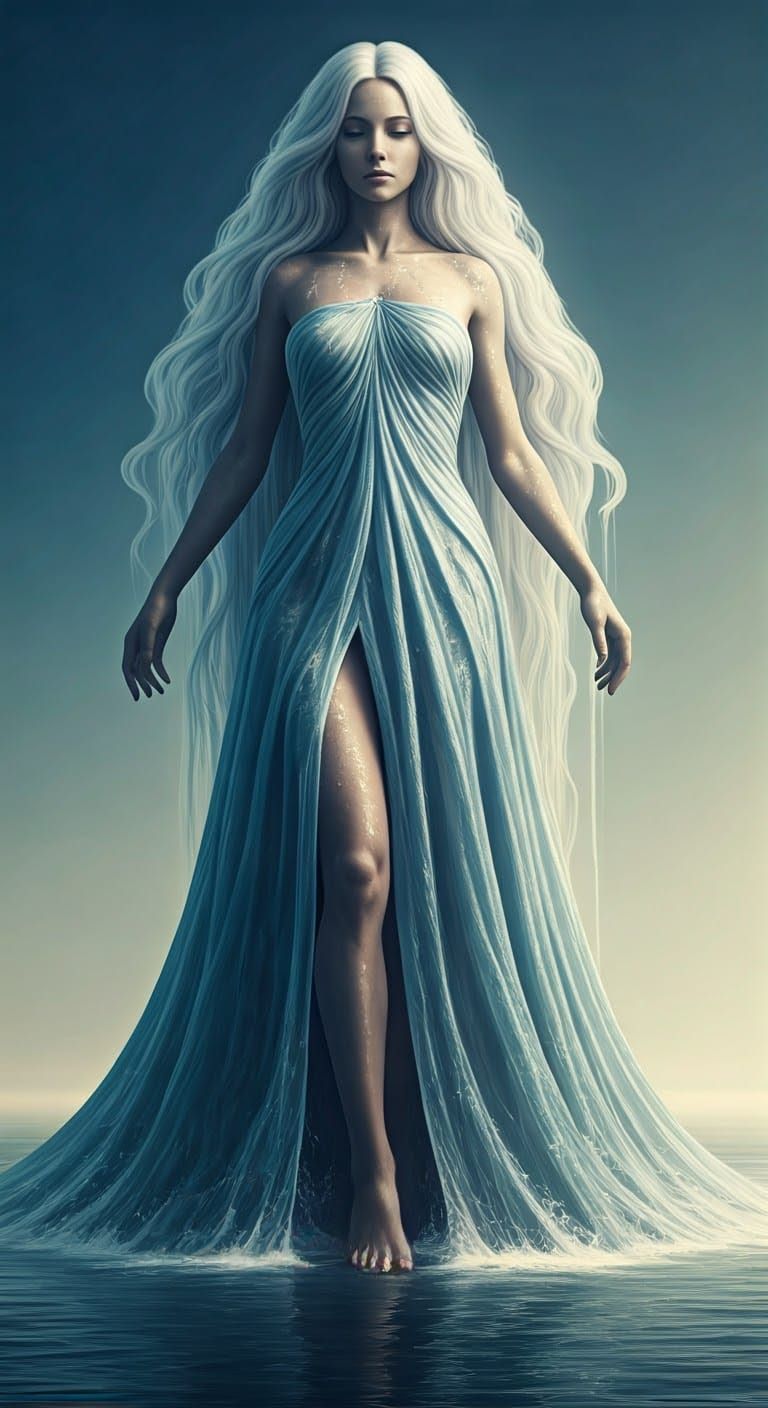 Majestic Stone Giantess with Waterfall Hair