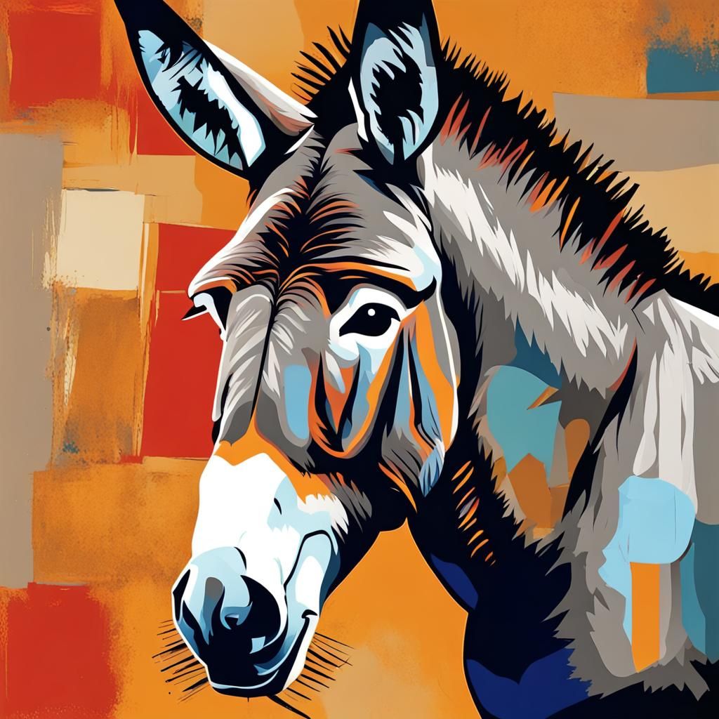 Abstract Donkey Art in Complementary Colors