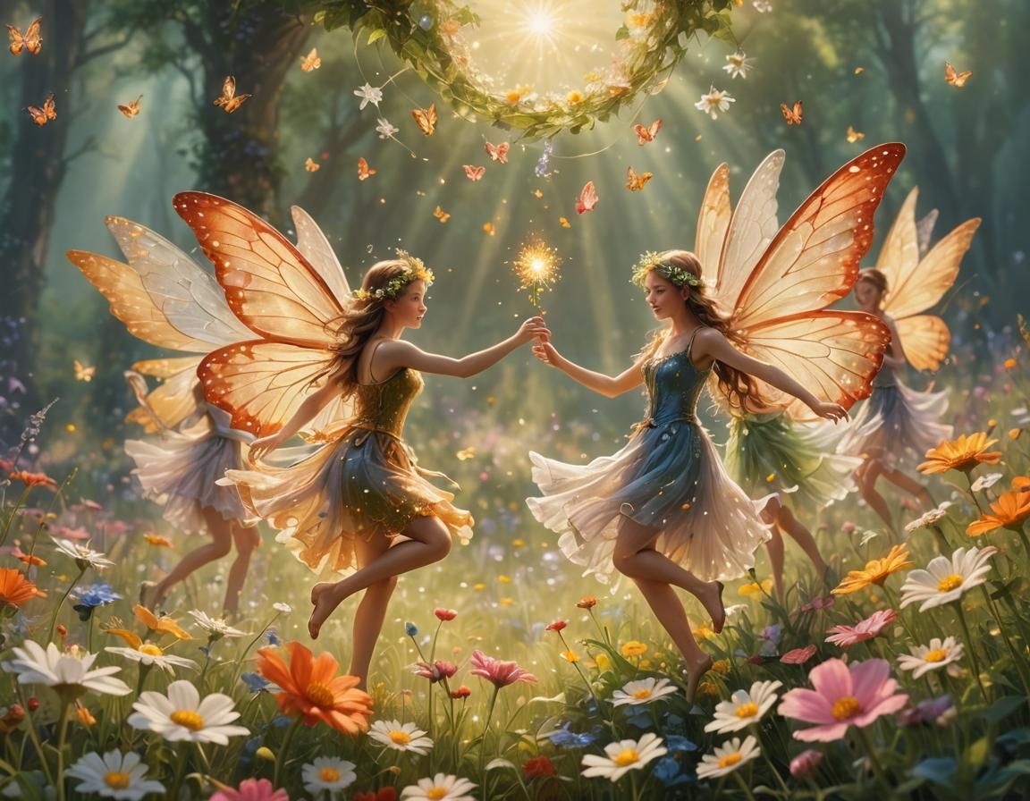 Fairies Dancing in a Magical Meadow