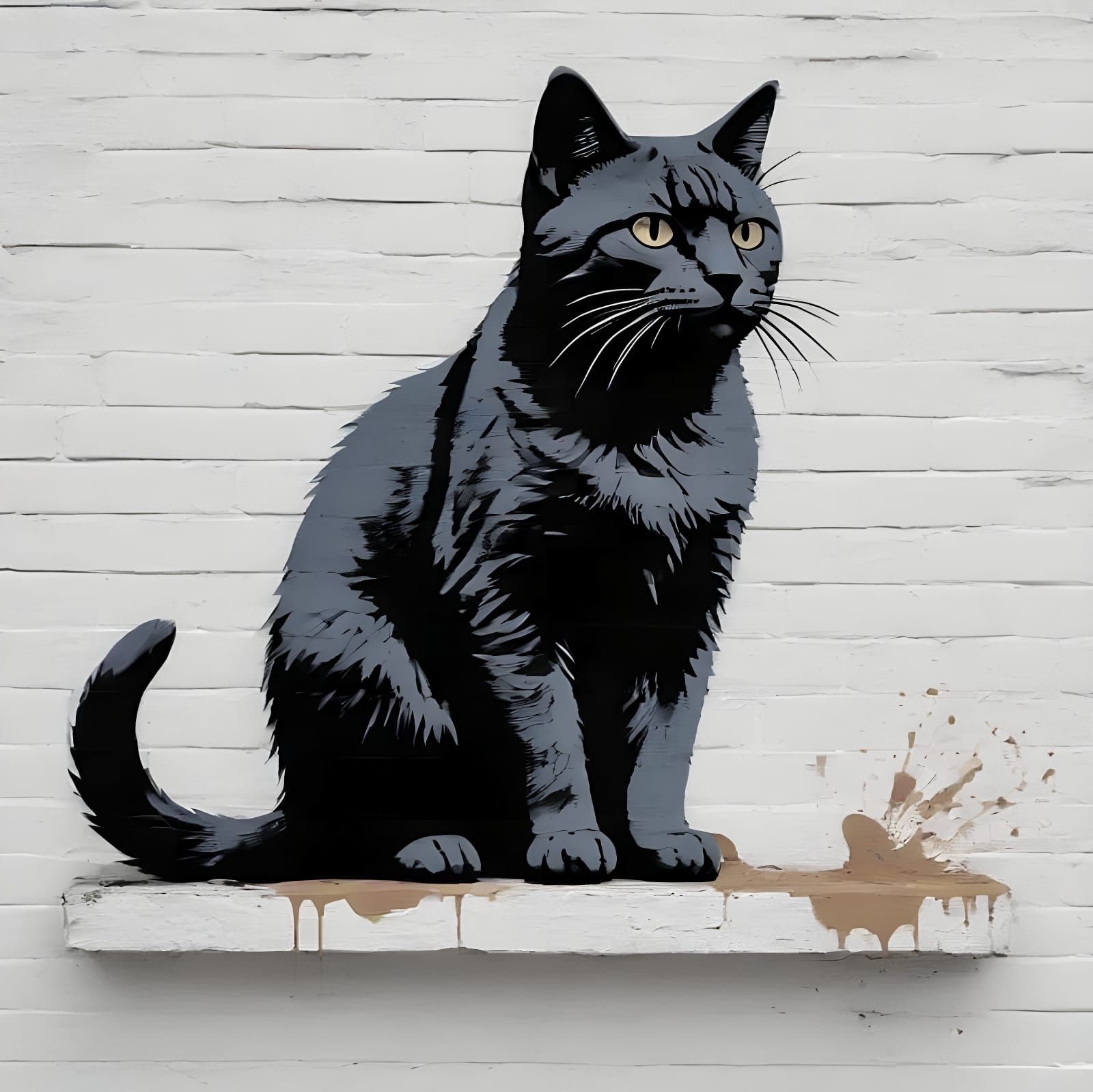 Abstract Cat in Complementary Colors