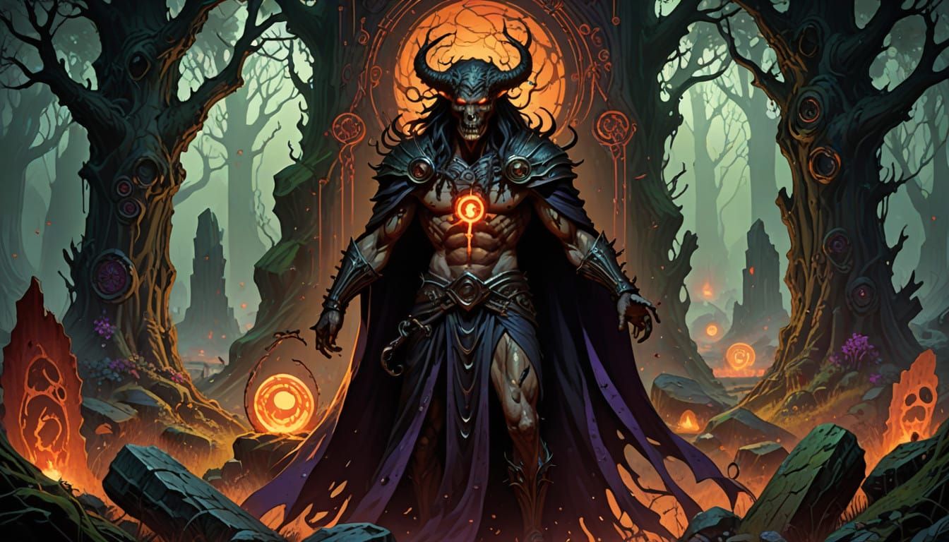 Eldritch Druid Confronts Dark Forces Amidst Blood-Stained St...