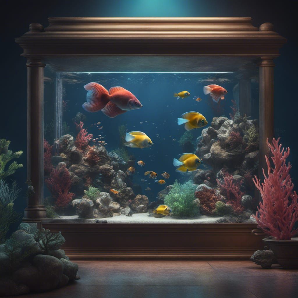 Lush Aquarium with Colorful Fish: Detailed Matte Painting