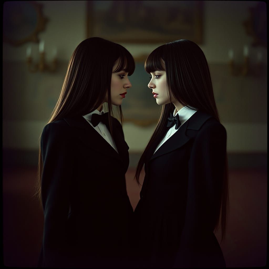 Ethereal Goth Twins in Victorian Elegance