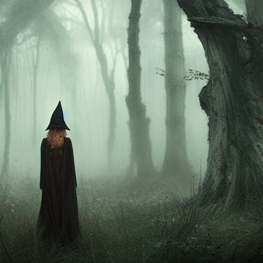 Eerie Forest Witch in Hyperdetailed Digital Art