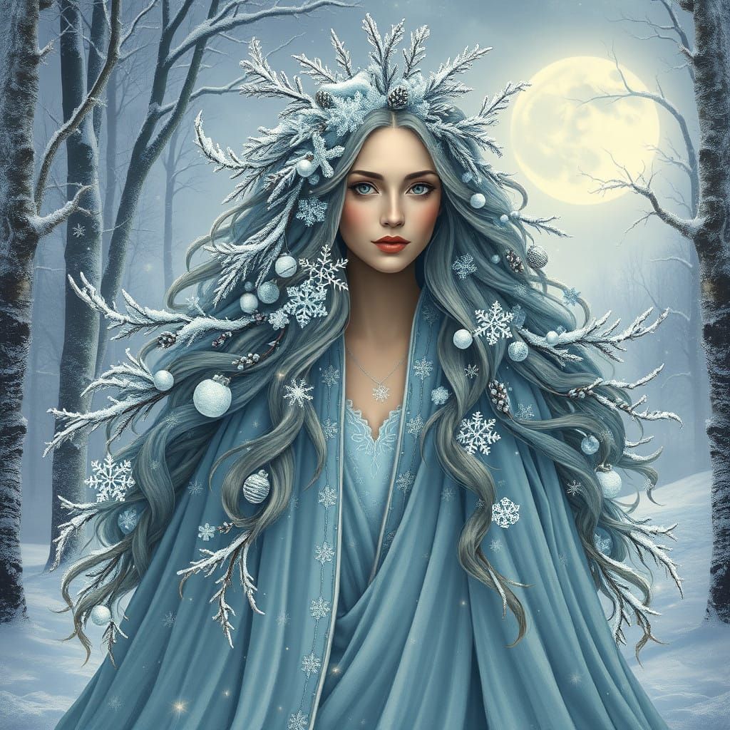 Winter Goddess in Frosty Regalia