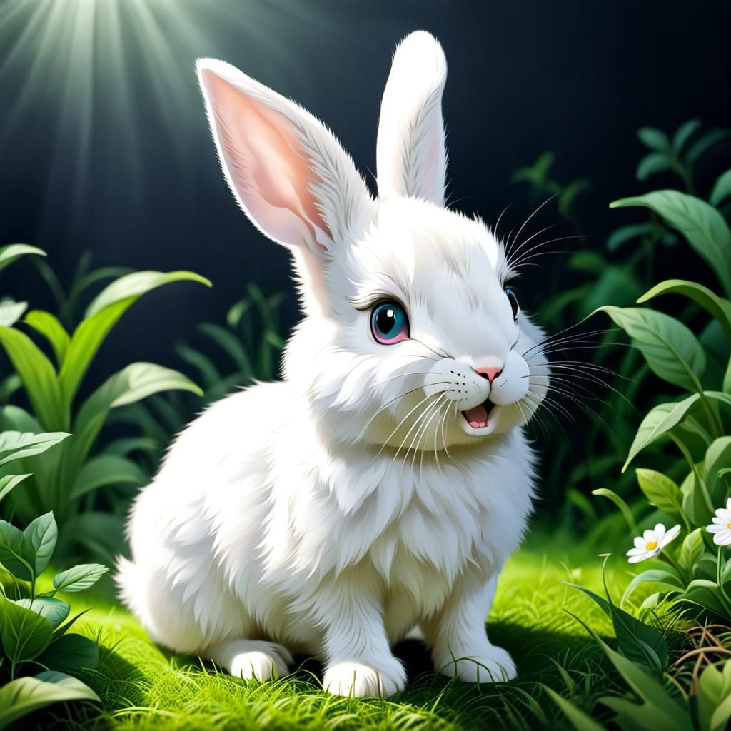 Cute White Rabbit AI Generated Image