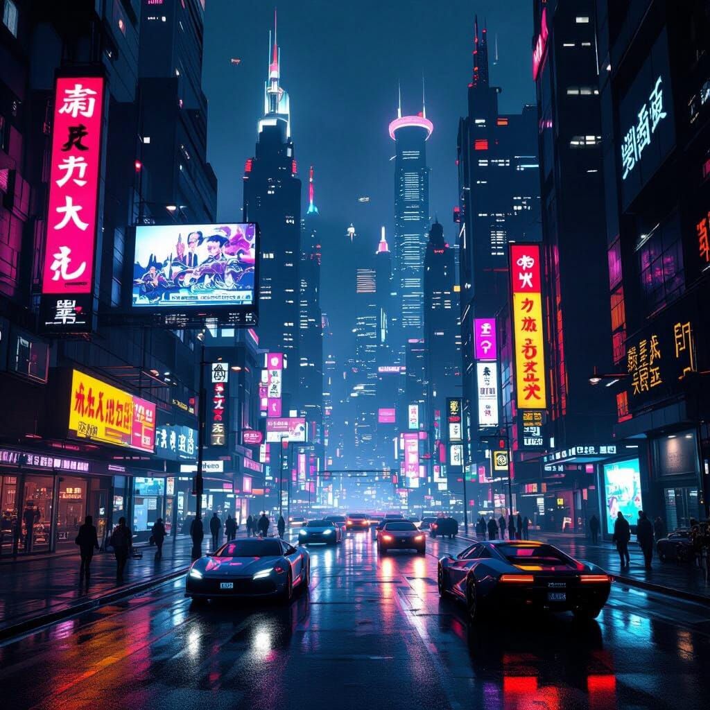 Hyperrealistic Cyberpunk Cityscape with Neon and Futuristic ...
