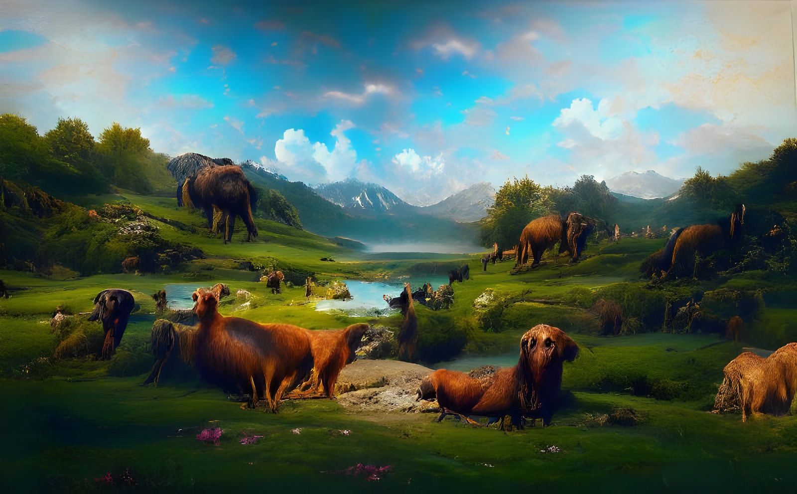 Otherworldly Landscape with Exotic Animals in 8K