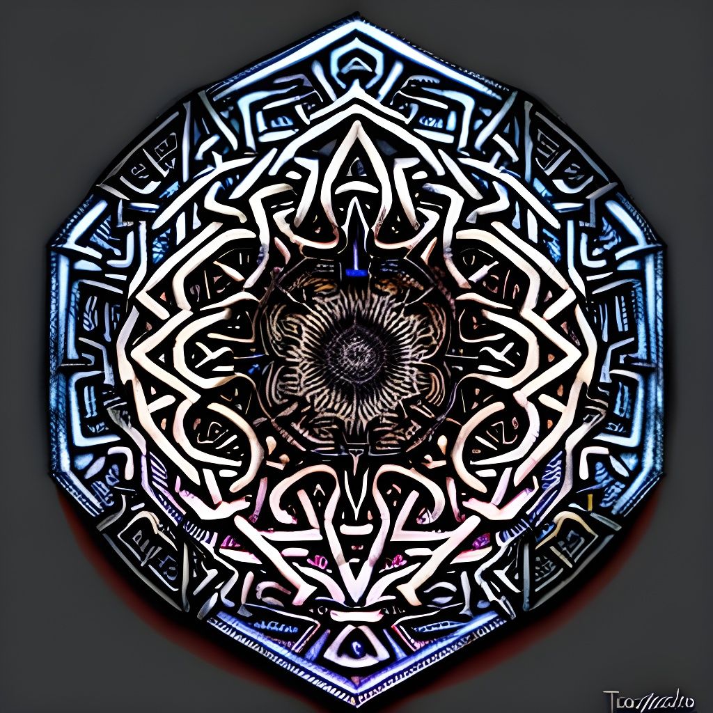 Intricate Celtic Knot Mandala in Metalcut Style