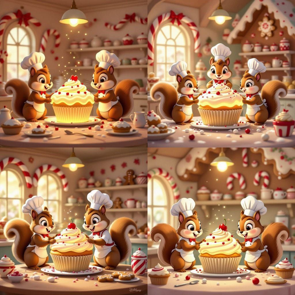 Squirrel Chefs Bake Giant Glowing Cupcake in Fantasy Bakery