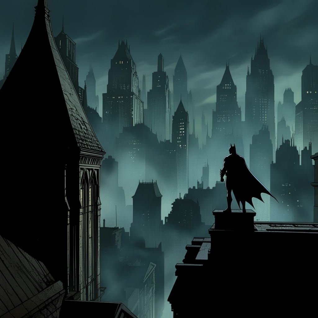 Gotham Dusk: A Noir Batman Silhouette