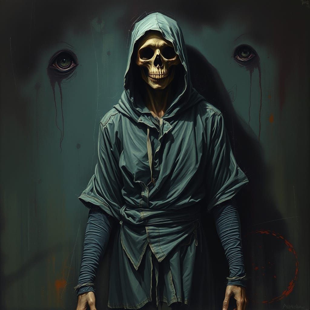 Haunting Figure in Gothic Dystopian Style