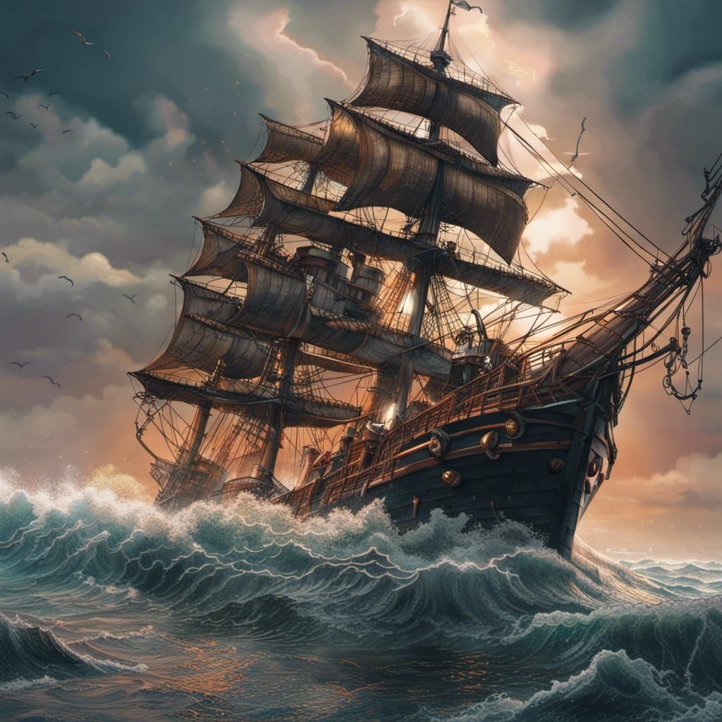 Ship riding the waves!!