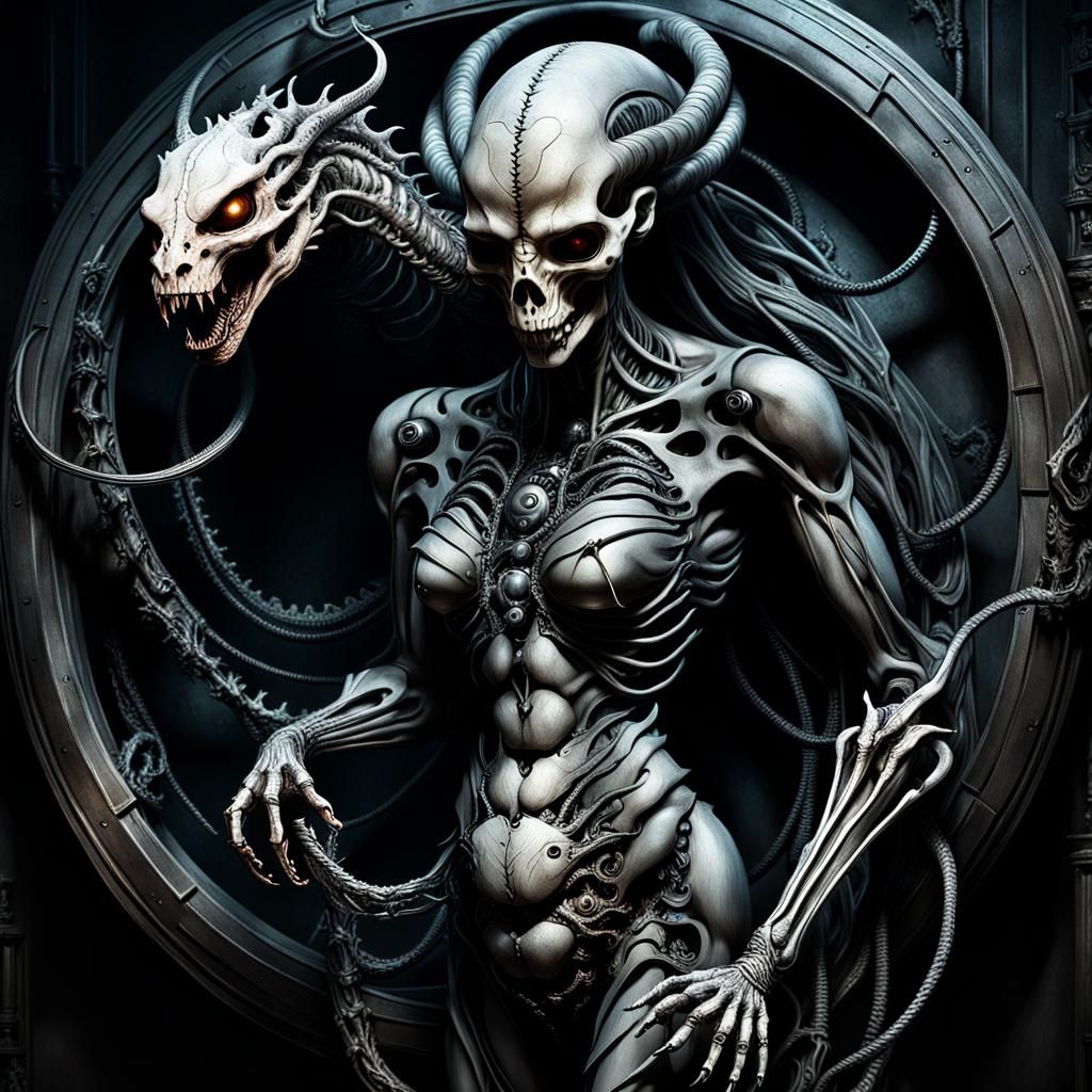 A haunting necromother emerges from the shadows