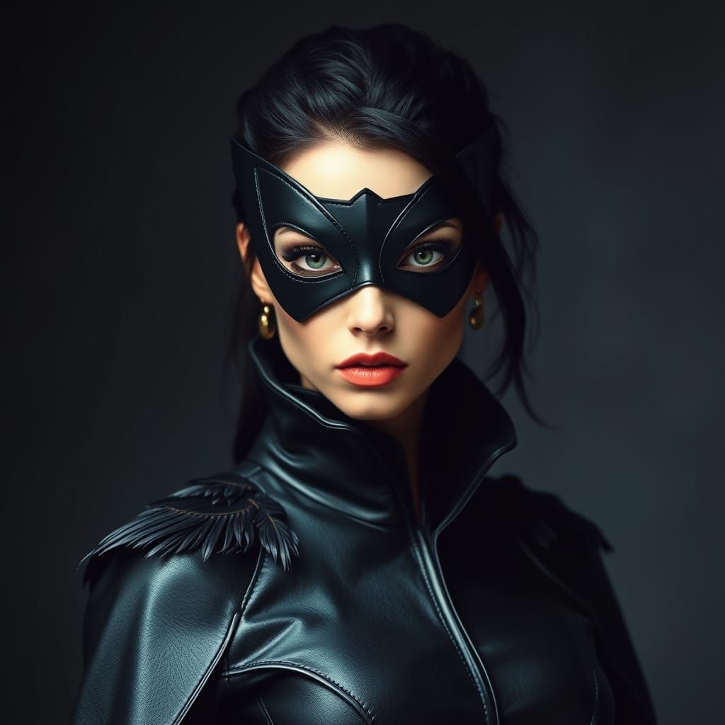 Cyberpunk Hybrid Goddess with Dark Wings