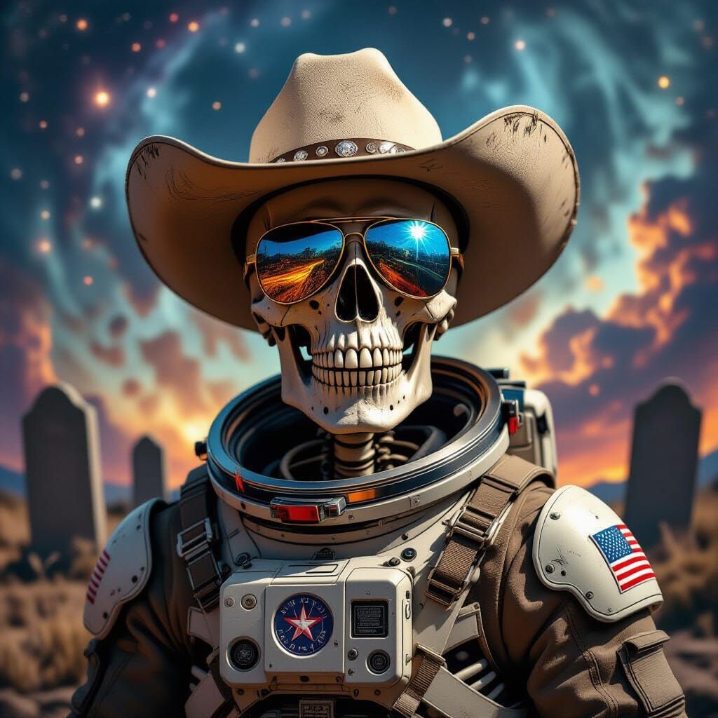 Astronaut Skeleton Cowboy in Renaissance Style