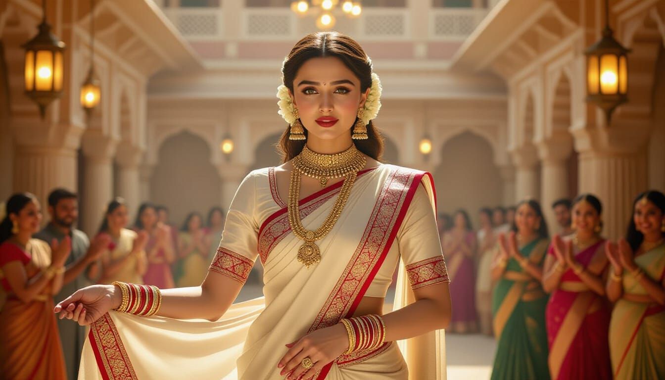 Alia Bhatt in Graceful Garba Pose: Cinematic Film Still