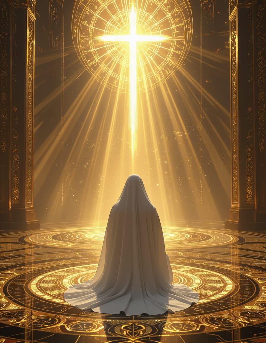 Celestial Chamber: Divine Light on Mosaic Floor