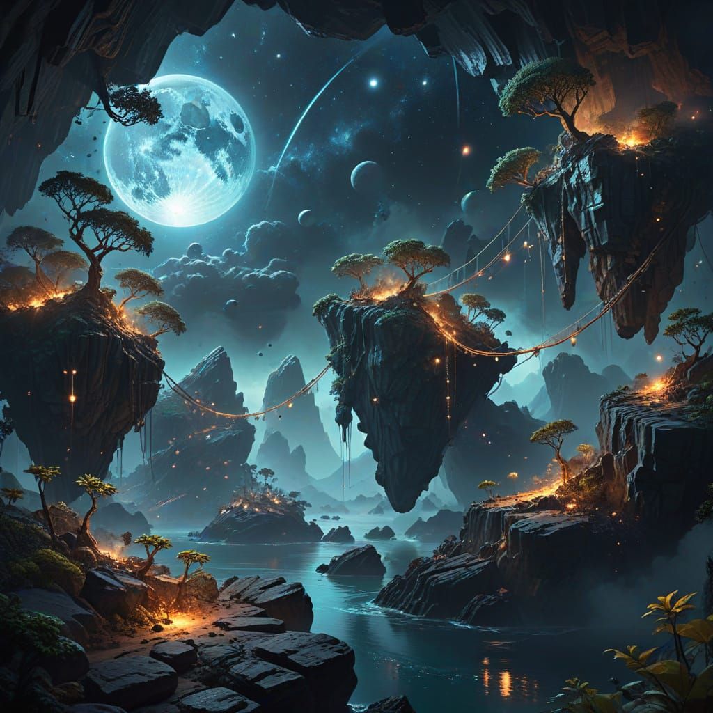 Floating Islands in Space Connected by Bridges