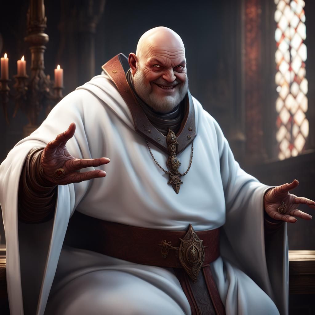 Demonic Cleric with Shadow, Detailed Matte Painting