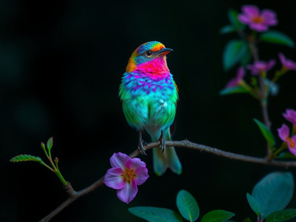 Bioluminescent Bird and Blooms Extravaganza