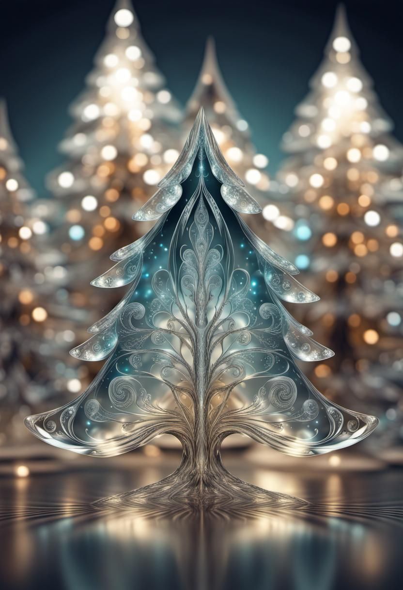 Crystal Christmas Tree with Gemstone Ornaments in Art Nouvea...
