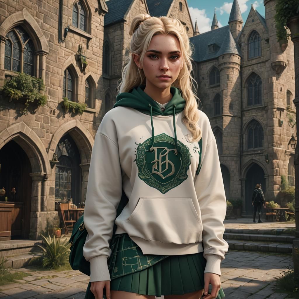 Slytherin Student in Detailed Fantasy Art Style
