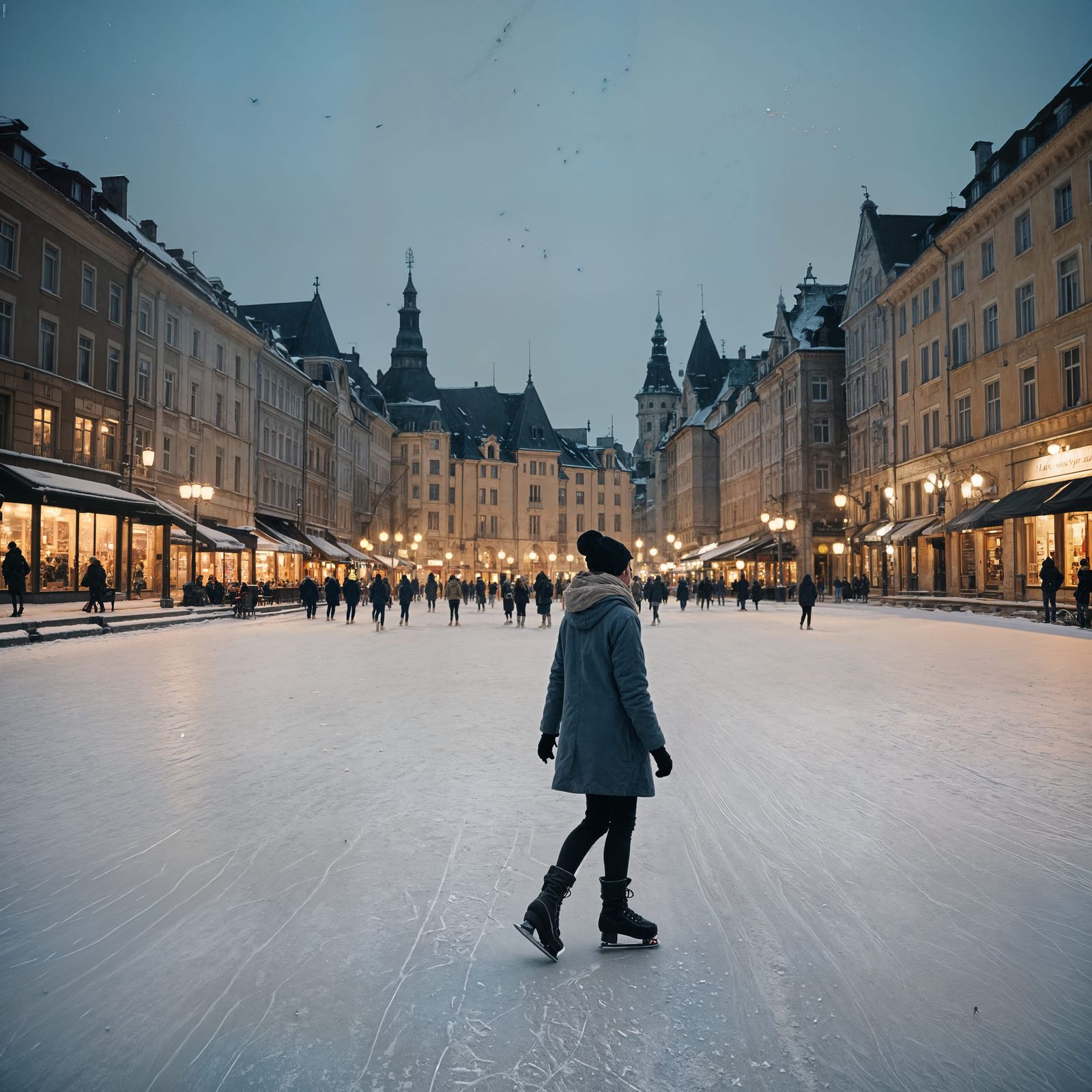 European City Street in Oil Painting Style