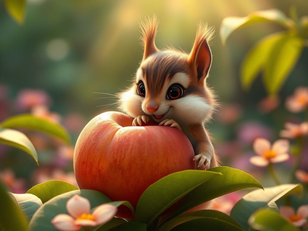 Fluffy Chipmunk Feast: A Pixar-Style Jungle Scene