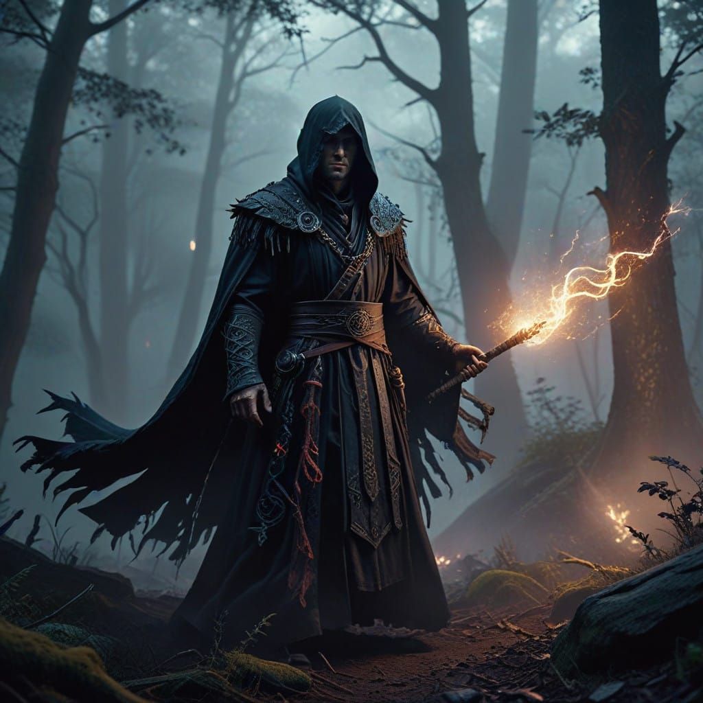 Dark Mage Unleashes Ancient Power in Mysterious Forest